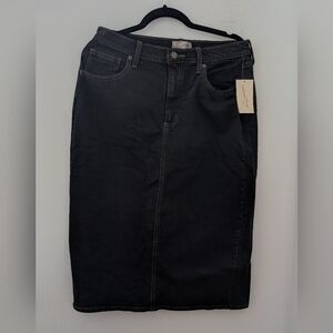 Black Universal Thread Midi Denim Skirt